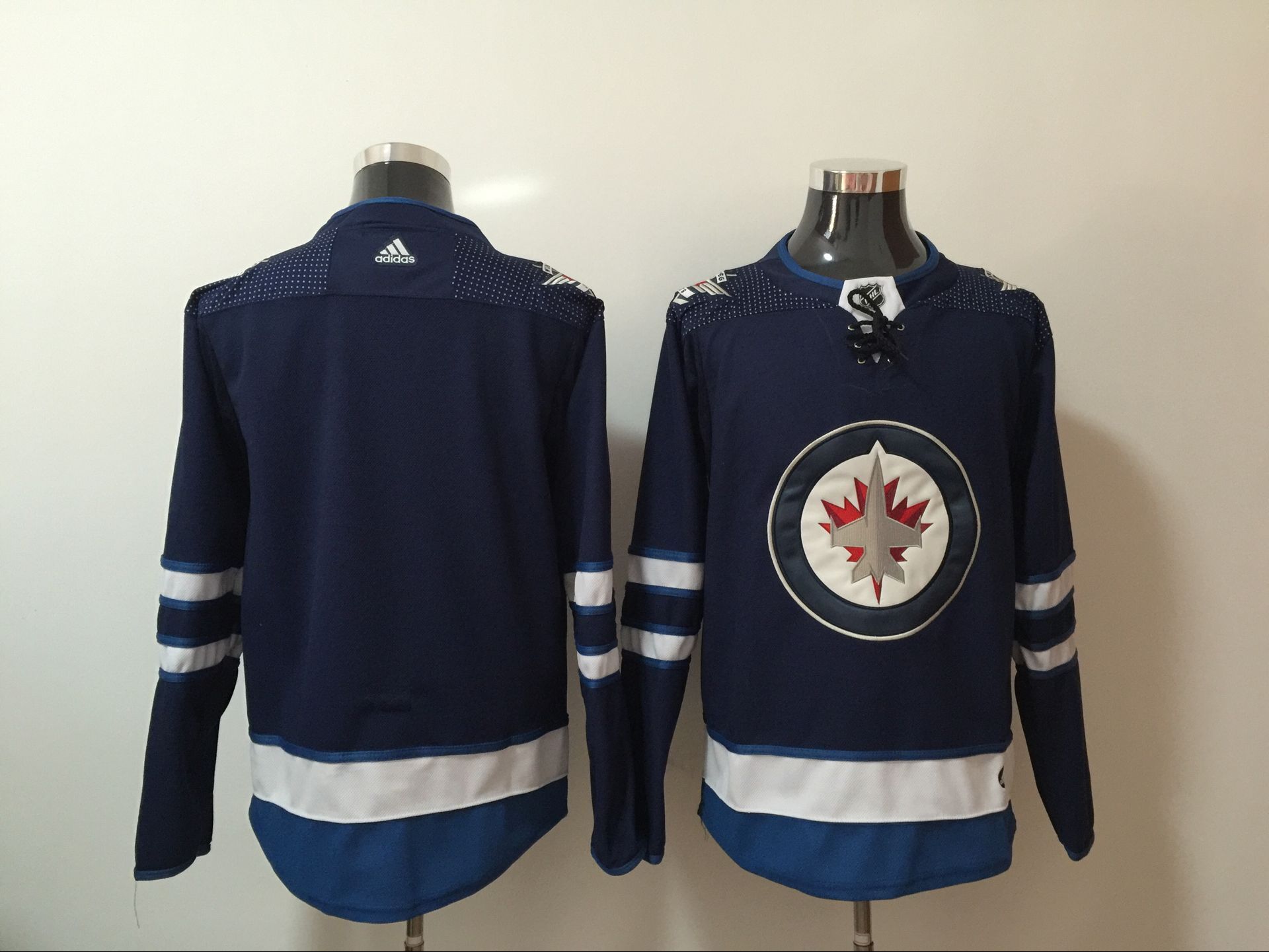 Men Winnipeg Jets Blank Blue Hockey Stitched Adidas NHL Jerseys